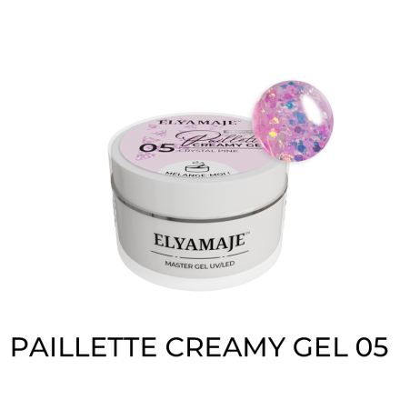 Crystal Pink n° 05 – Paillette Creamy Gel – Gel de construction UV LED – ElyaMaje